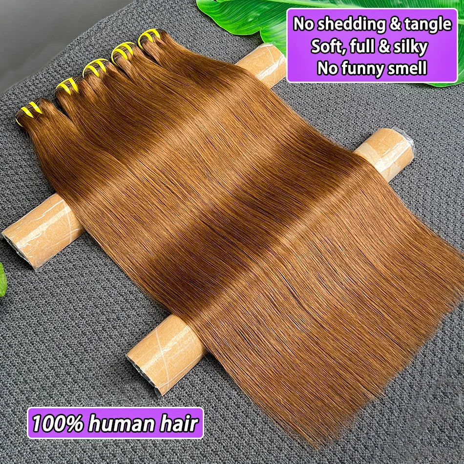 #4 Dark Brown Color Straight Human Hair Bundles Double Weft 100% Vietnamese Hair Weaving Extensions 100grams Bundle Deal On Sale