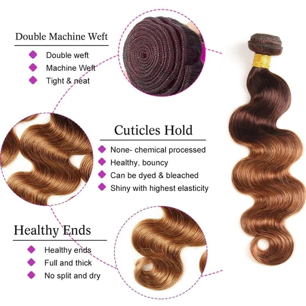 4/30 Human Hair Bundles 4/30 Colored Bundles Brazilian Body Wave Bundles Straight Bundles
