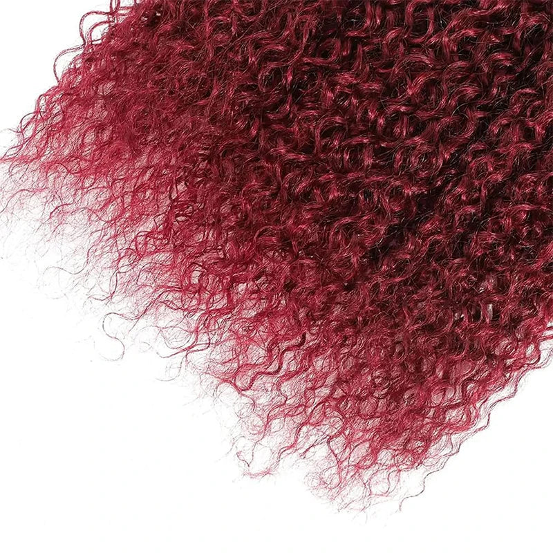 99J Burgundy Kinky Curly Bundles Human Hair 1/3/4 Bundles Burmese Remy Human Hair Extensions 8-32 Inch For Women