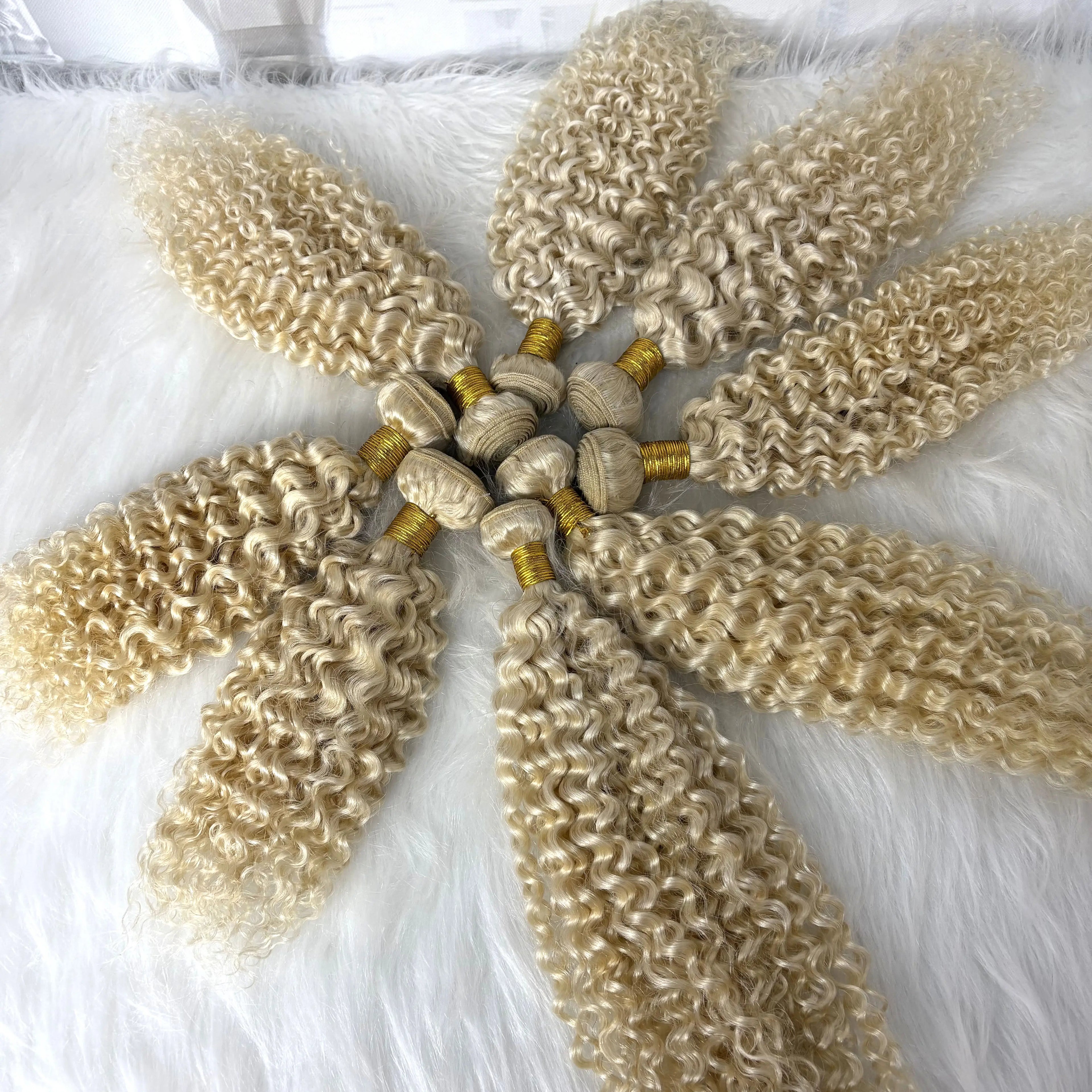 20 22Inch 613# Blonde Jerry Curly Human Hair Bundles 12A Brazilian Remy Raw Deep Wave Curly Human Hair Extensions for Women