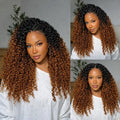 Kinky Curly Crochet Human Hair #T1B/30 Pre-looped Non-Shedding Virgin Hair Crochet Braids Knotless Feather Hair Extensions