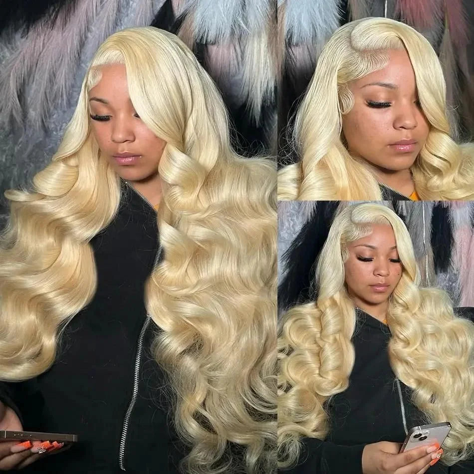 13x6 Lace Frontal Wig Body Wave 613 Blonde Human Hair Wig 210 250 Density Transparent Lace Front Wigs Pre Plucked 30 32 Inch Wig