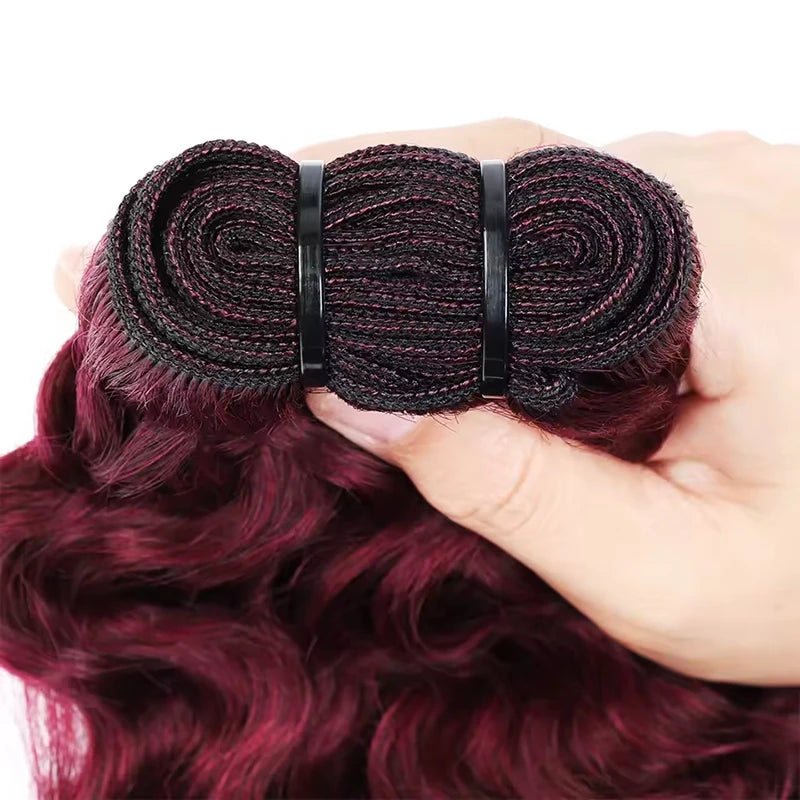 99J Burgundy Burmese Curly Bundles Human Hair 1/3/4 Bundles Burmese Remy Human Hair Extensions  8-32 Inch For Women