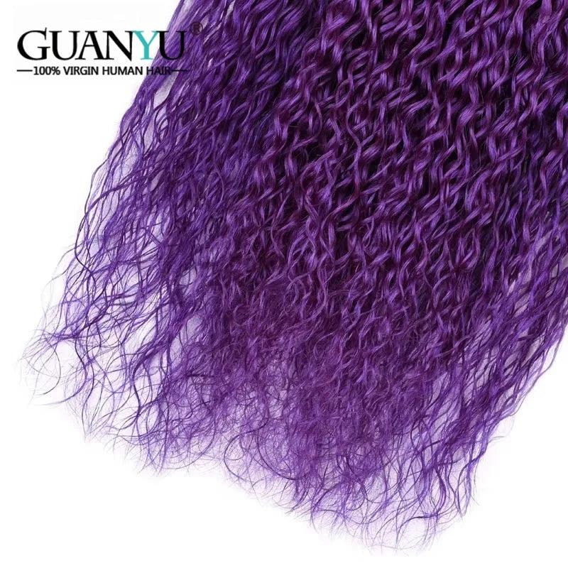 1B/Purple Kinky Curly Ombre Colored Human Hair Bundles 100% Human Hair Extensions 3/4 Bundle Deals Human Hair Weaves