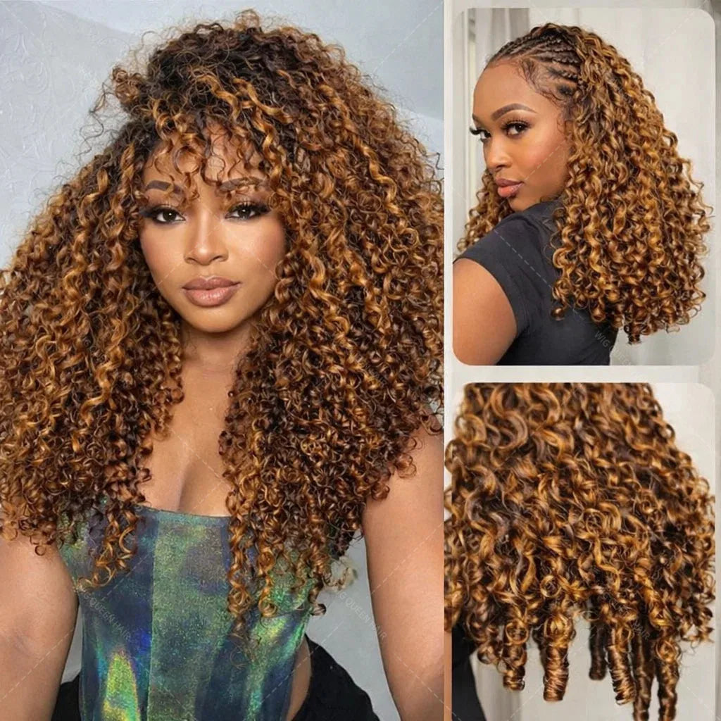 P427 Highlight Burmese Curly Feather Crochet Hair Pre Separated Knotless Crochet Extension With Spiral Curly End For Braiding