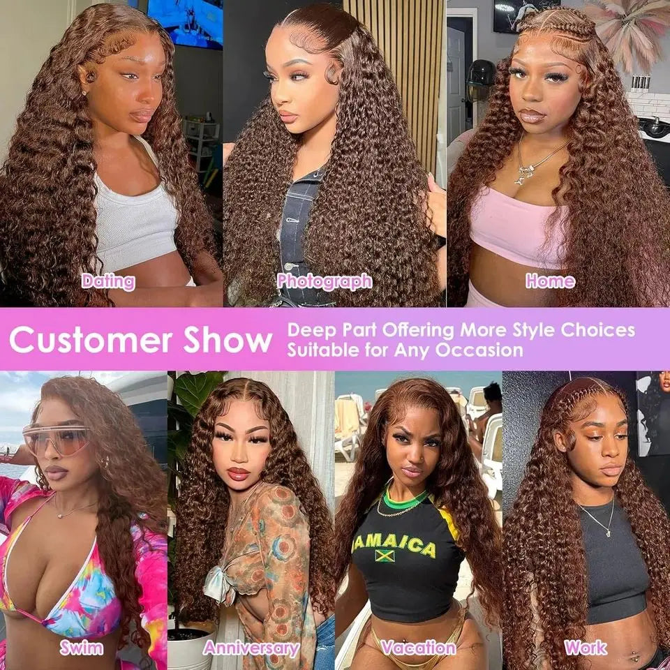 30 32 Inch #4 Dark Brown Curly Hair Bundles Deep Wave Human Hair Remy Hair Bundle Deals For Extensions Chocolate Brown Bundles