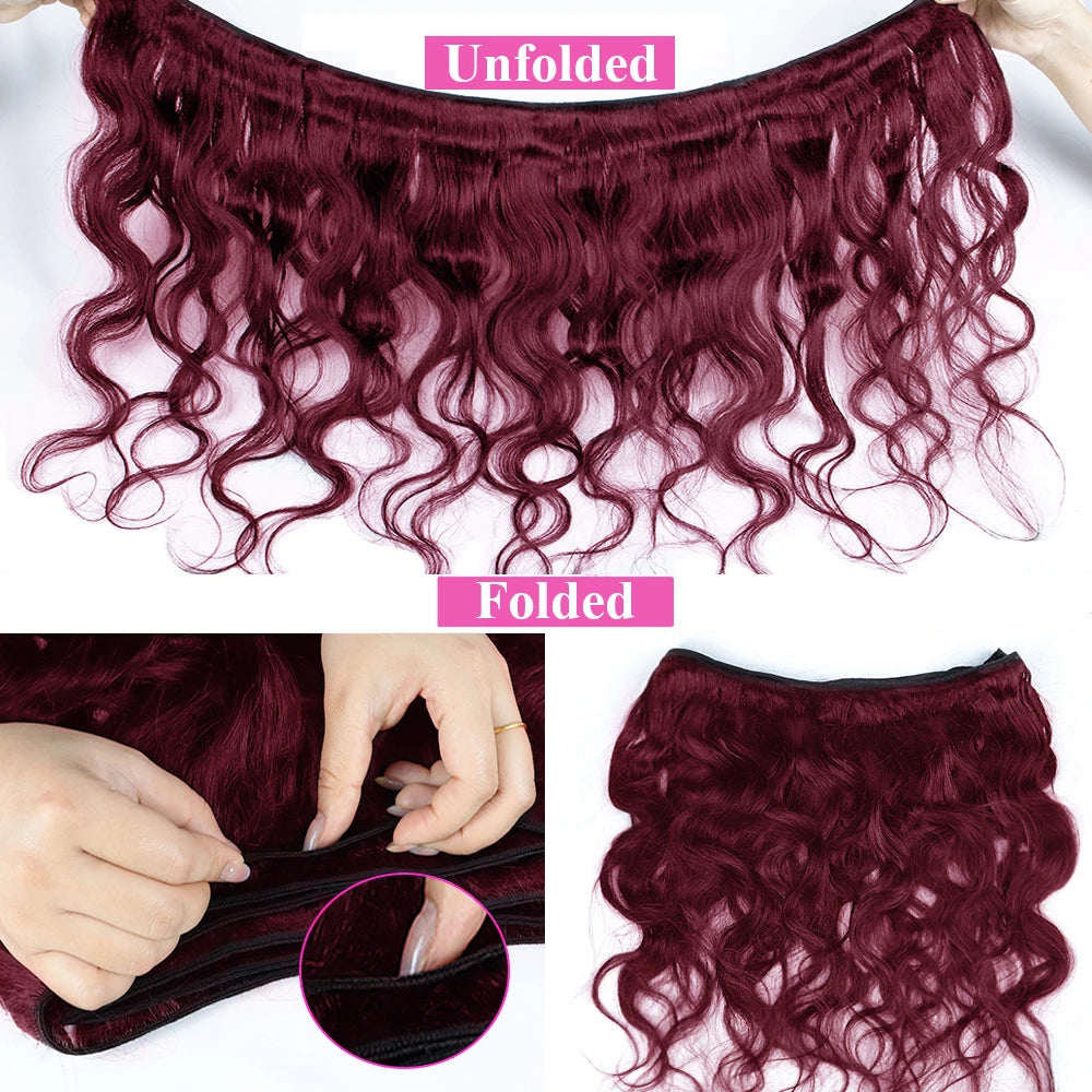 99J Burgundy Bundles 100% Human Hair Body Wave Bundles 26 28 30 Inch Wine Red Body Wave Bundle Human Hair Extensions Virgin Hair