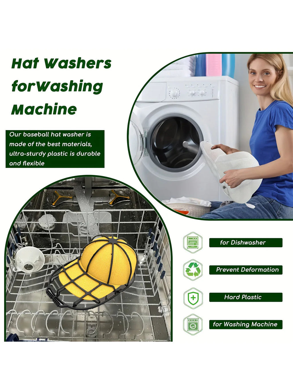2Pcs/set Hat washing set, baseball duckbill cap, washing and sun drying integrated, non deformed machine wash protective rack