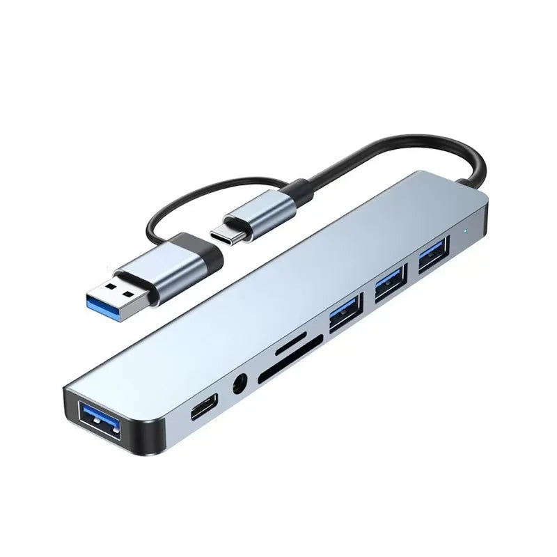 8in1 USB C Hub 4 USB Ports 1 USB-C Jack TF/SD Card Reader 3.5mm Audio Output for MacBook pro iPad pro iPhone 15 Laptop