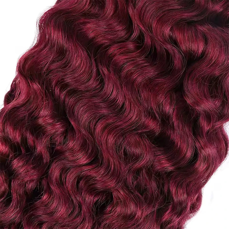 99J Burgundy Burmese Curly Bundles Human Hair 1/3/4 Bundles Burmese Remy Human Hair Extensions  8-32 Inch For Women