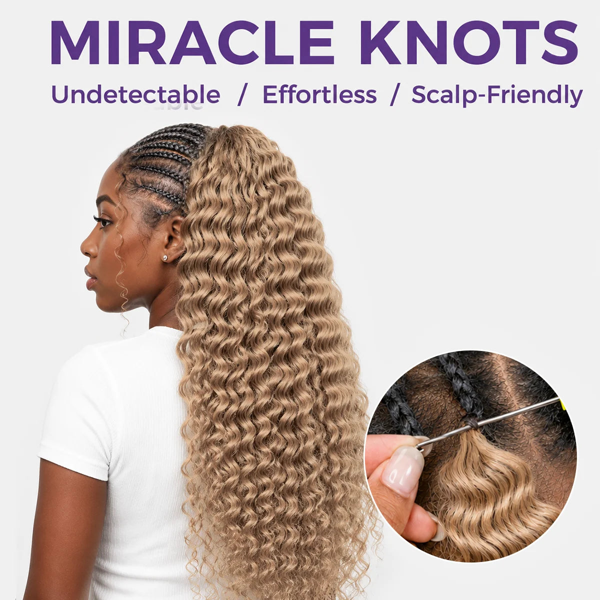 #27 Highlight Honey Blonde Deep Wave  Crochet Human Hair Extensions Pre Separated Miracle Knots Invisible Knotless Feather Crochet Braids Human Hair Bulk Hair For Braiding