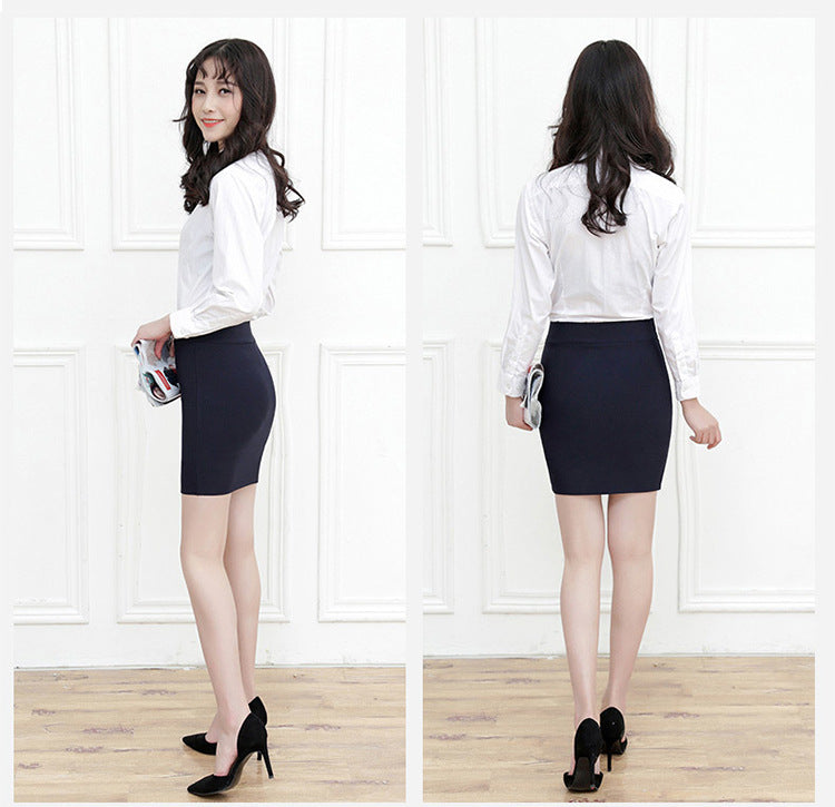 Sexy Versatile Slimming Look Skirt Hip-Covering Short Skirt High-Waist Elastic Slim One-Step Skirt Ol Pure Color Suit Professional Skirt