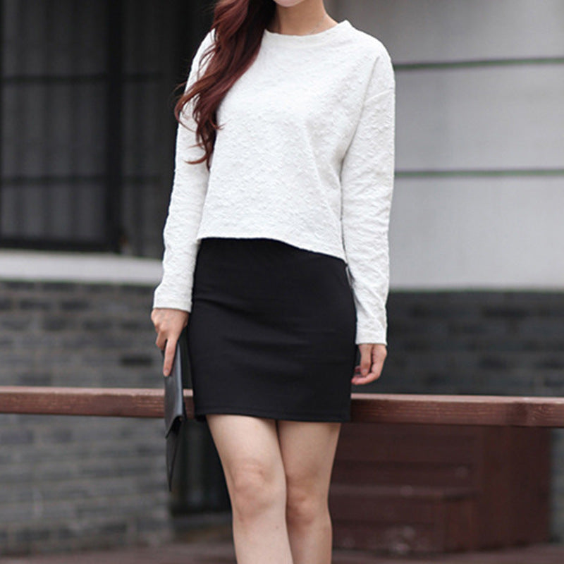Sexy Versatile Slimming Look Skirt Hip-Covering Short Skirt High-Waist Elastic Slim One-Step Skirt Ol Pure Color Suit Professional Skirt