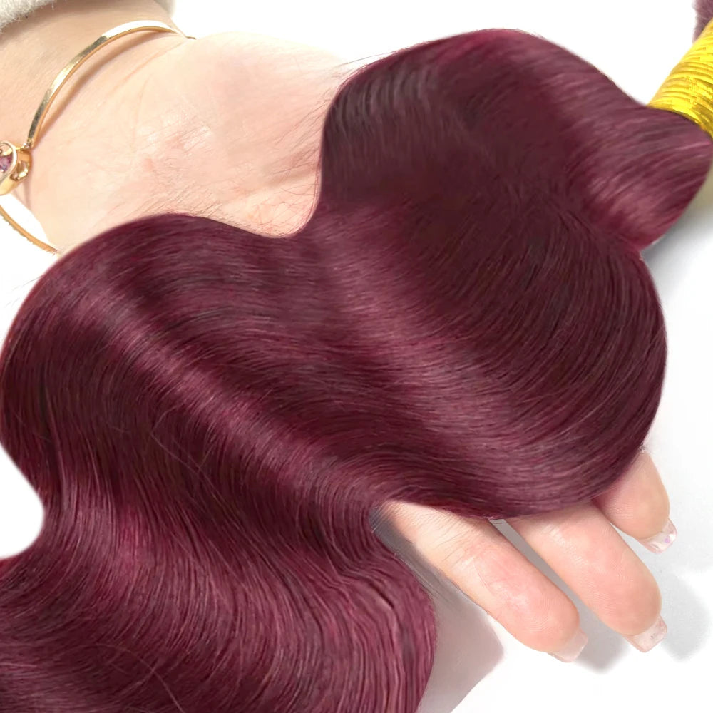 99J Burgundy Bundles 100% Human Hair Body Wave Bundles 26 28 30 Inch Wine Red Body Wave Bundle Human Hair Extensions Virgin Hair