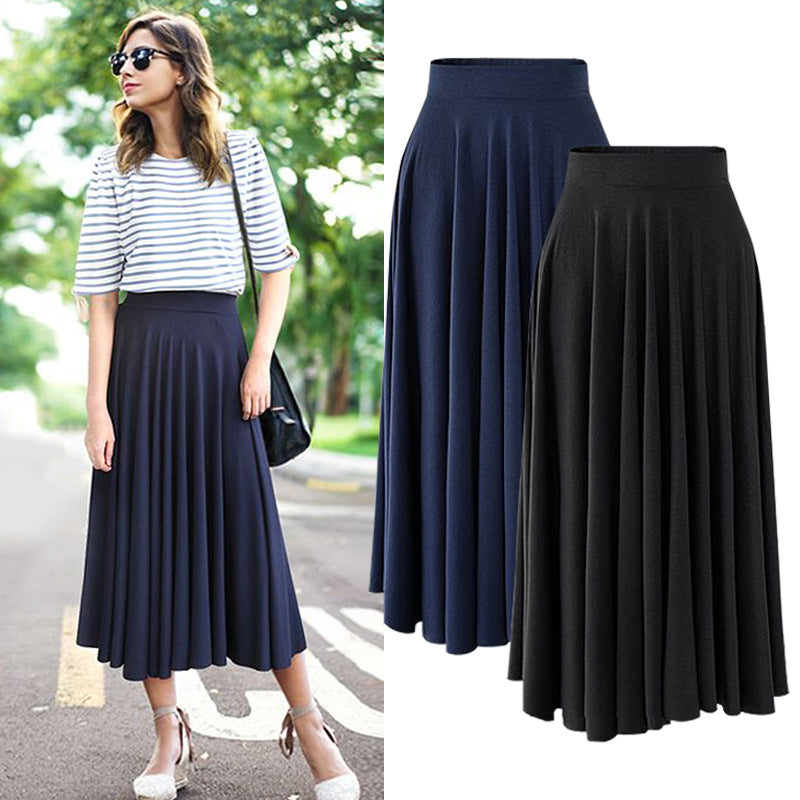 Summer New modal loose large size skirt 200kg fat mm long large swing skirt high waist pleated umbrella skirt