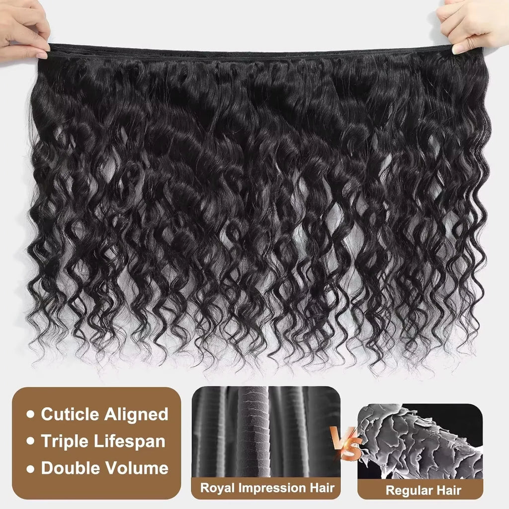 Loose Deep Wave Bundles with Closure Brazilian Virgin Human Hair Bundles Wet and Wavy Human Hair bundles with 4×4 Closure