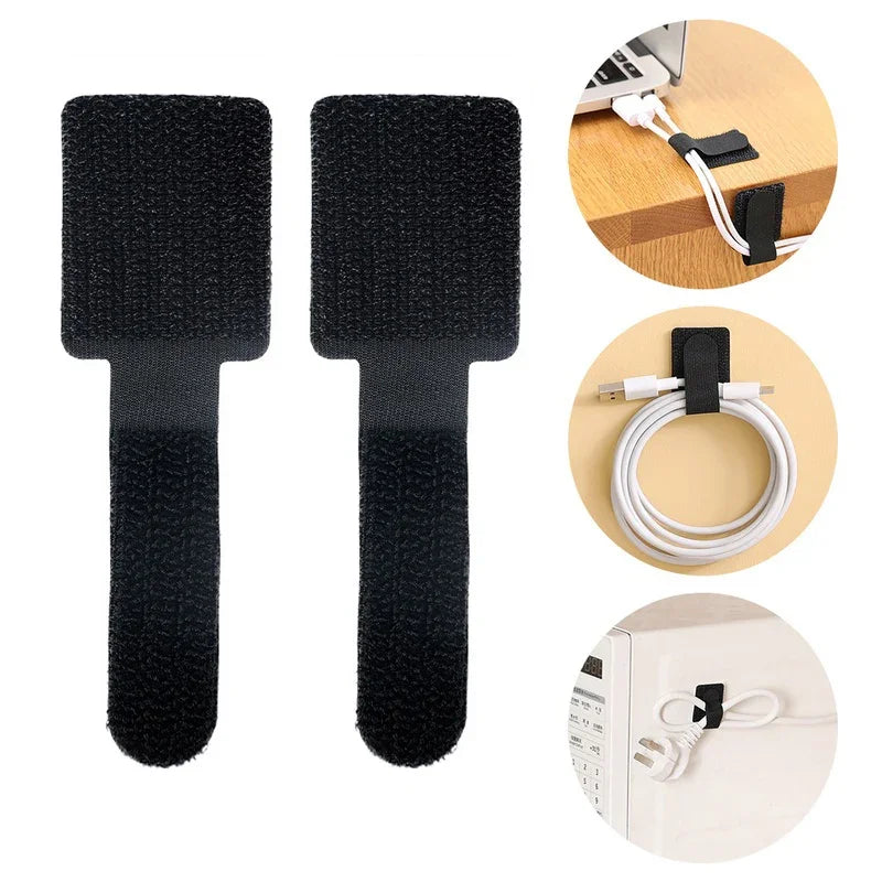 Reusable Cable Ties Fastening Wire Organizer Cord Rope Holder Self Adhesive Adjustable Cord Organizer Straps Desk Management