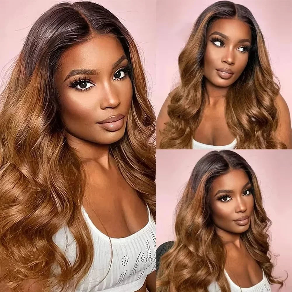 100% human hair  Ombre  Straight Hair  Ombre Human Hair Bundles With Lace 4/30  1B/4/27