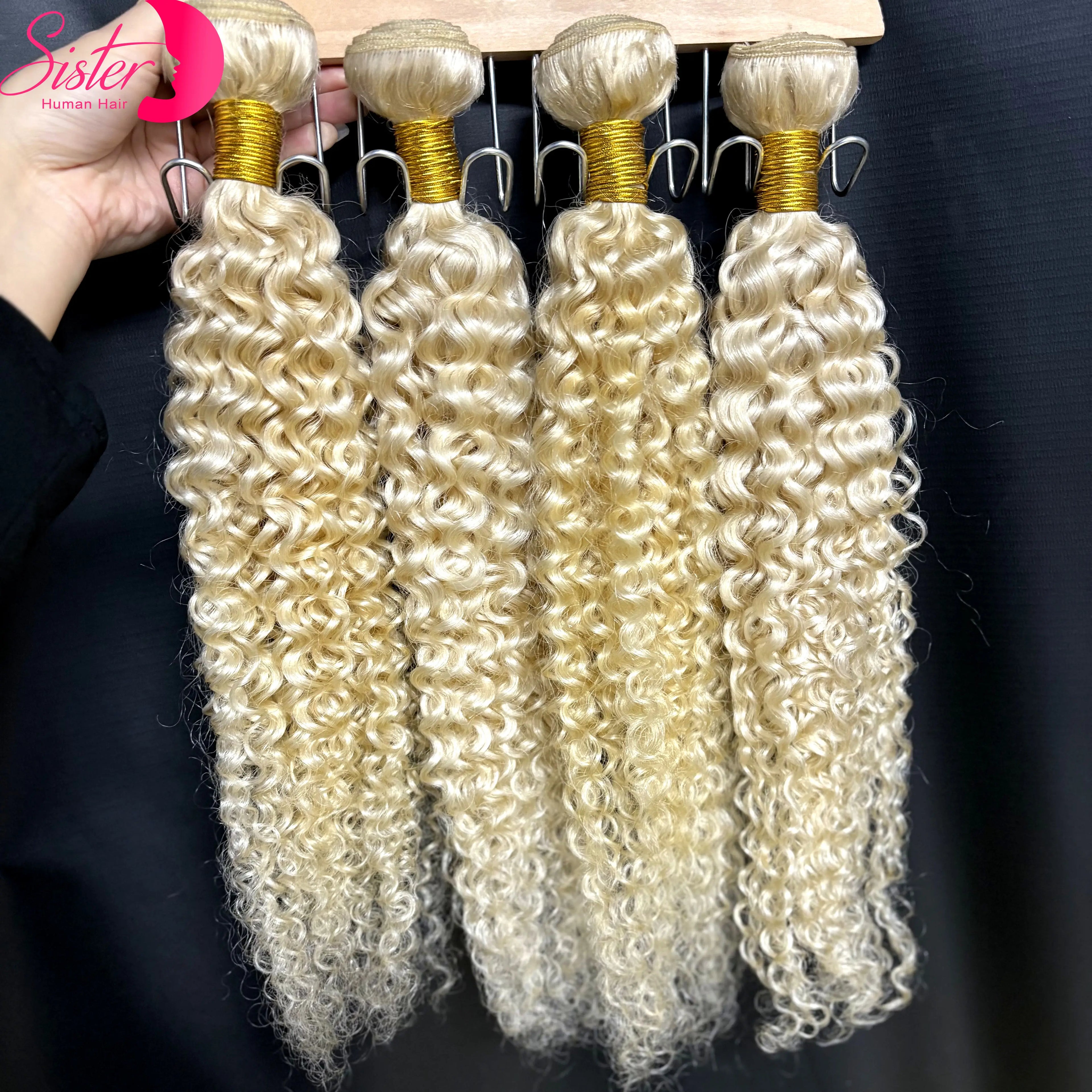 20 22Inch 613# Blonde Jerry Curly Human Hair Bundles 12A Brazilian Remy Raw Deep Wave Curly Human Hair Extensions for Women