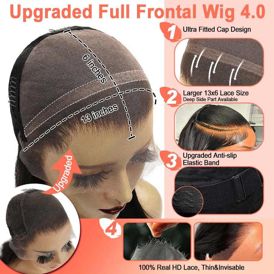#1 Jet Black Body Wave Human Hair Wigs 13X6 HD Lace Full Frontal Wigs Ultra Fitted Human Hair 100% Quick Weave Wig Colored Wigs