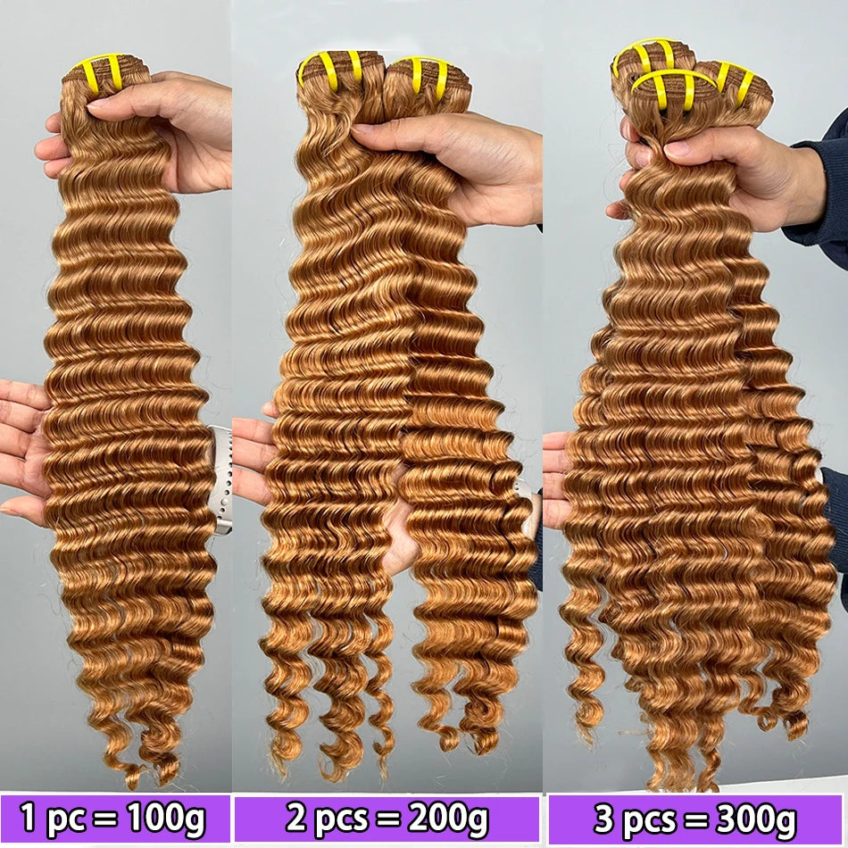 Deep Wave #30 Color Human Hair Bundles Double Weft 20-24 Inch Vietnamese Hair Weave Extensions 100% Raw Virgin Hair For Women