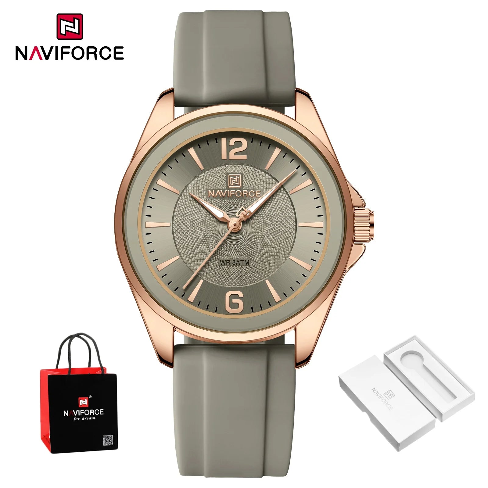 New NAVIFORCE Women's Watch Sports Silicone Strap Watch Women's Quartz Watch Clock Package Gifts Reloj Mujer Relogios Feminino