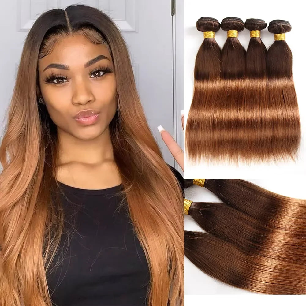 100% human hair  Ombre  Straight Hair  Ombre Human Hair Bundles With Lace 4/30  1B/4/27