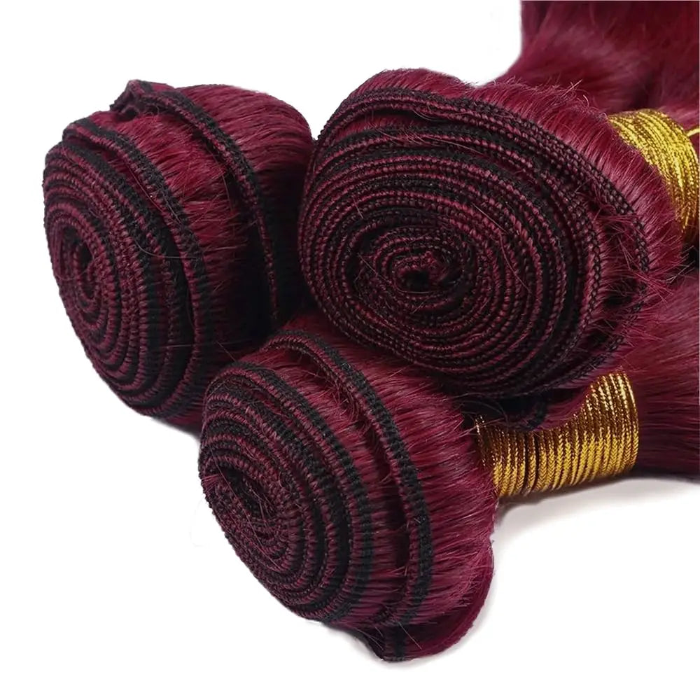 99J Burgundy Bundles Human Hair Straight Bundle Human Hair Red Color Brazilian Hair 1/3 Bundles Virgin Remy Hair Extensions 100G