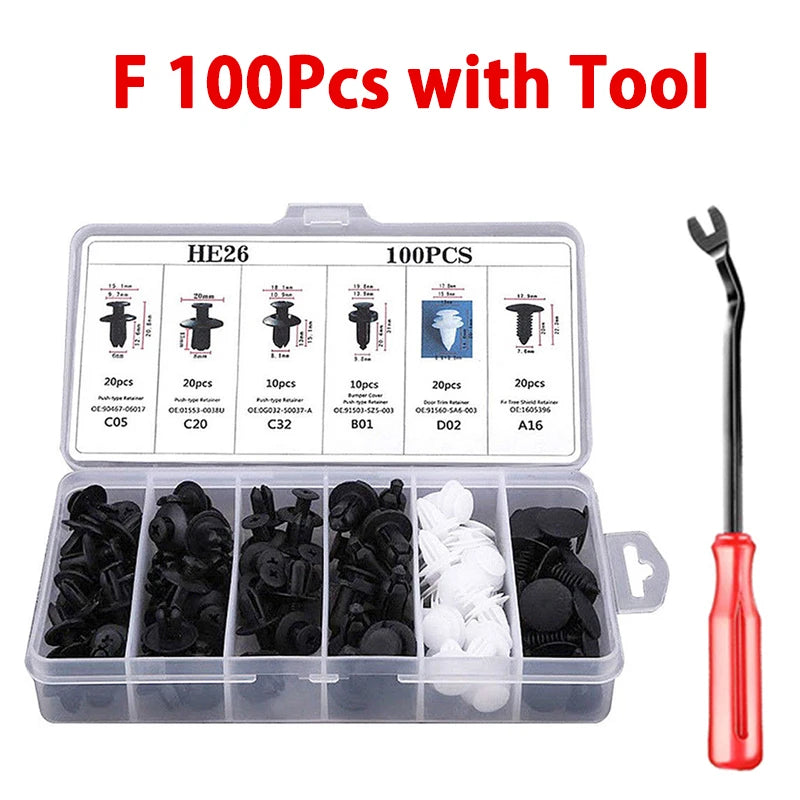 Auto Fastener Clip Mixed Car Body Push Retainer Pin Rivet Bumper Door Trim Panel Fastener Kit Car Clip 100/50 Box /Bag packaging