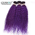 1B/Purple Kinky Curly Ombre Colored Human Hair Bundles 100% Human Hair Extensions 3/4 Bundle Deals Human Hair Weaves