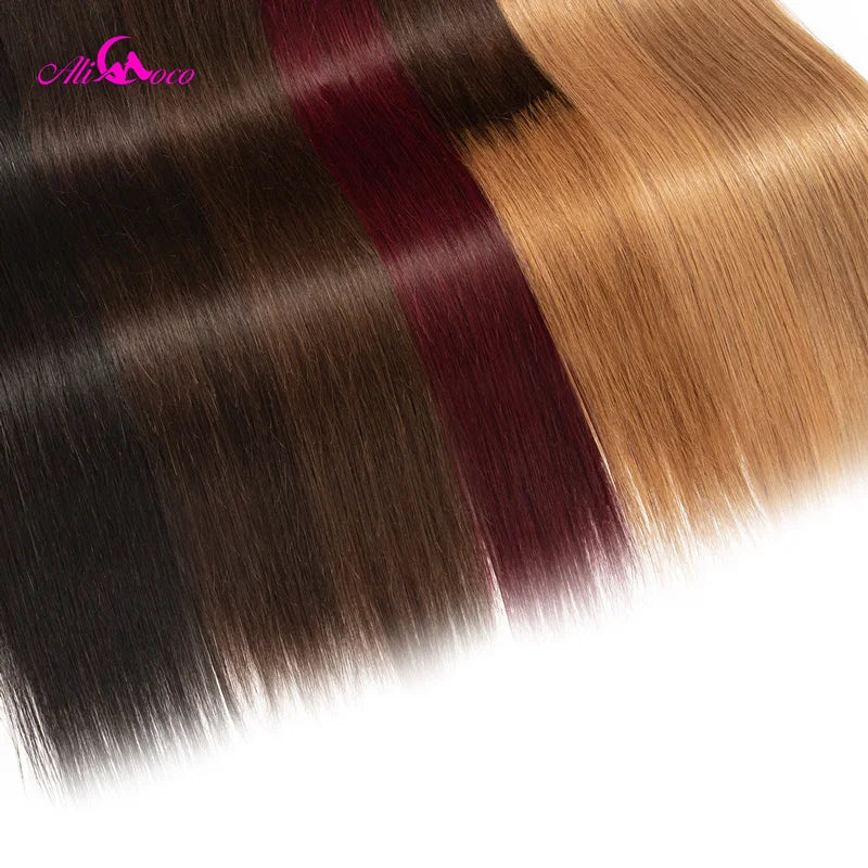 Ali Coco Brazilian Straight Hair 1/3/4 Bundles "8-30" inch  #2/#4/1b/27/ #27/1b/99j Non Remy Ombre Hair Human Weave Bundles