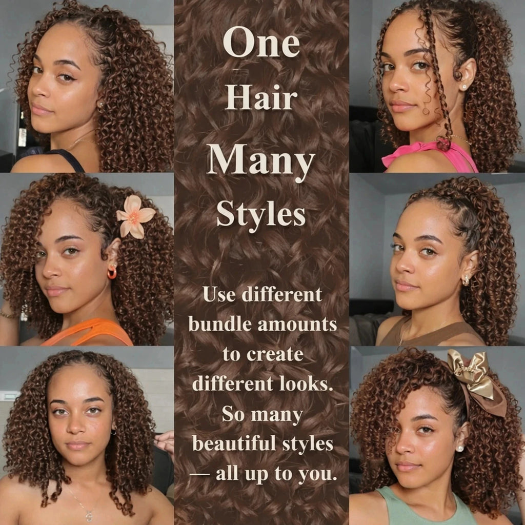 14A Brazilian Virgin Feather Crochet Hair #4  Brown Balayage Loose Deep Wave Micro Knotless Crochet Real Human Hair Extensions