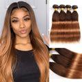100% human hair  Ombre  Straight Hair  Ombre Human Hair Bundles With Lace 4/30  1B/4/27