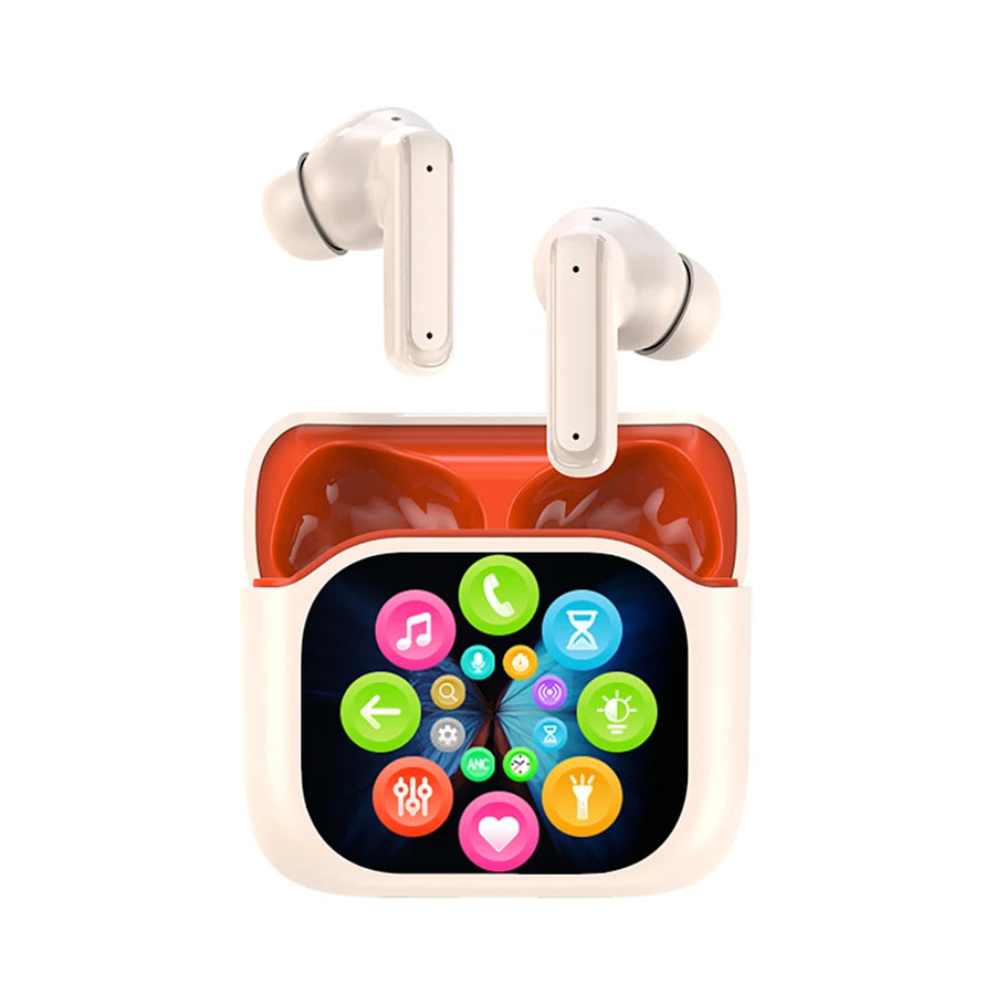2025 AI Translation Bluetooth Earphones With Smart Display Long Battery Life Noise Reduce New Wireless Digital Display Headset