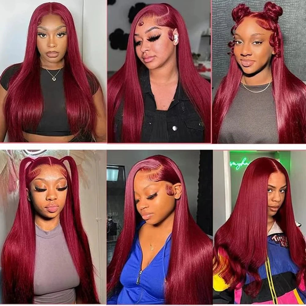 Color Burgundy  #99J Bundles Human Hair Straight Bundles Brazilian Virgin Hair Wine Red Straight 3 Bundles Human Hair Extensions