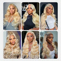13x6 Lace Frontal Wig Body Wave 613 Blonde Human Hair Wig 210 250 Density Transparent Lace Front Wigs Pre Plucked 30 32 Inch Wig