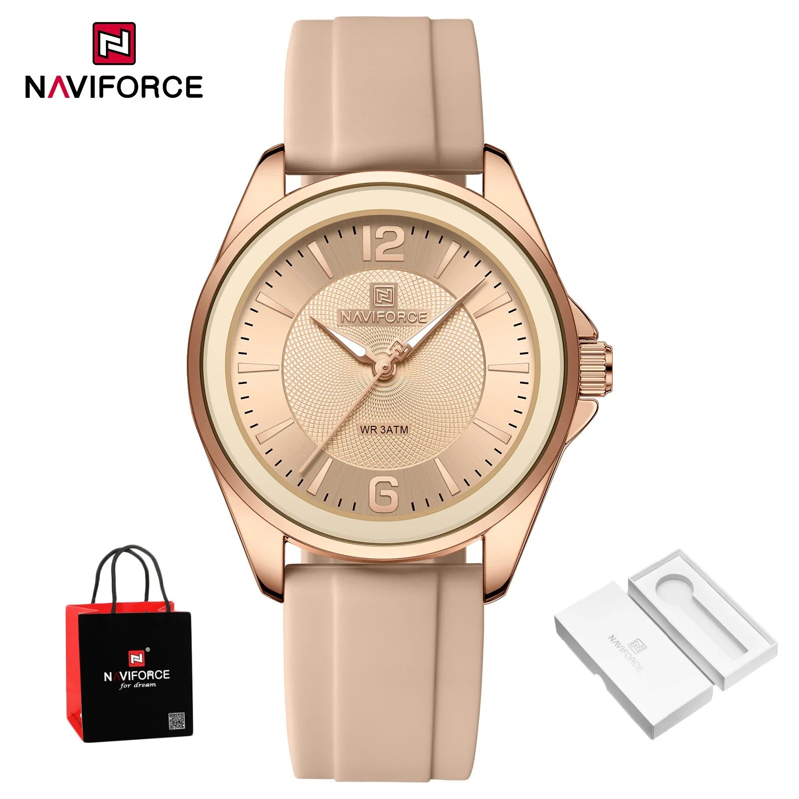 New NAVIFORCE Women's Watch Sports Silicone Strap Watch Women's Quartz Watch Clock Package Gifts Reloj Mujer Relogios Feminino