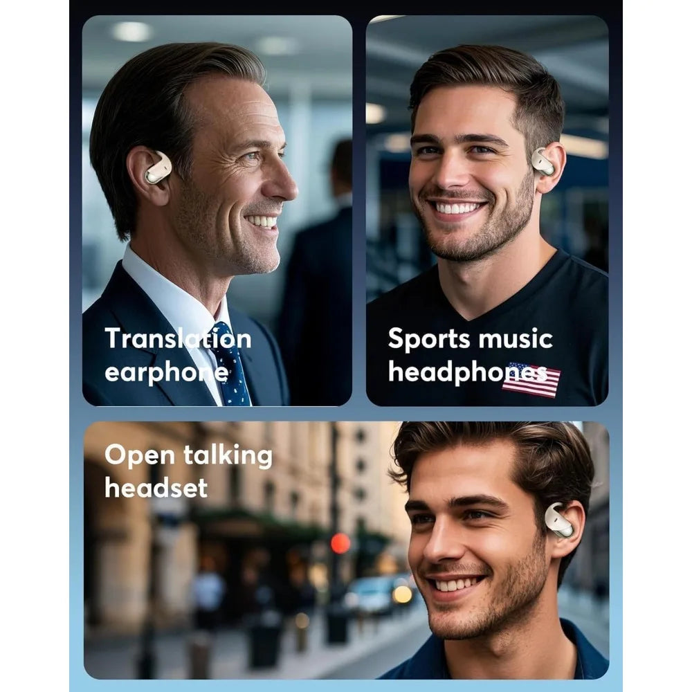 AI Translation Earbuds: Real-Time 2-Way Language Translator for Face-to-Face and Travel, Bluetooth Headphones - Classic Khaki