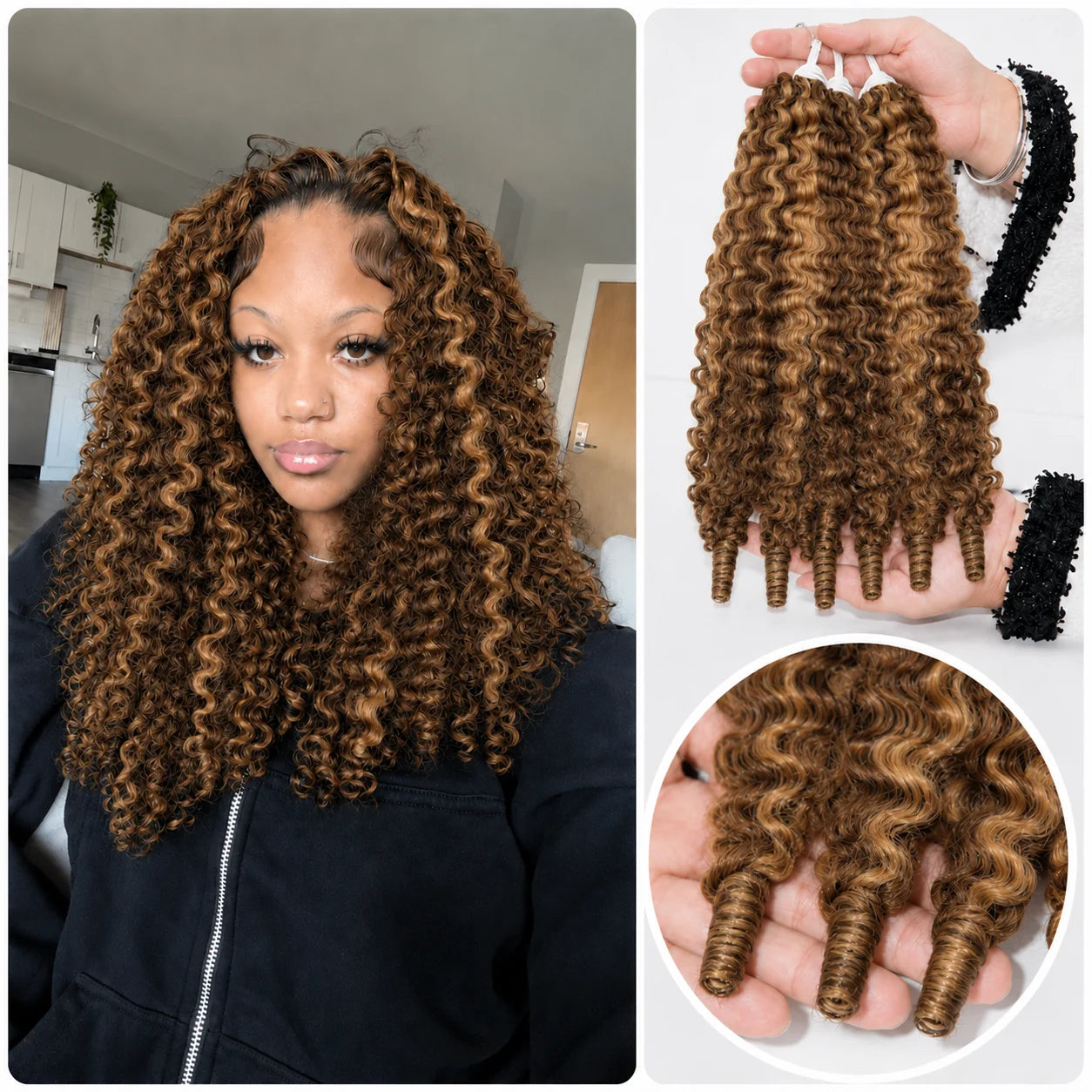 Feather Highlight Crochet Human Hair Burmese Curly Miracle Knots Soft Natural Braiding Hair Extensions For Black Women Full Ends