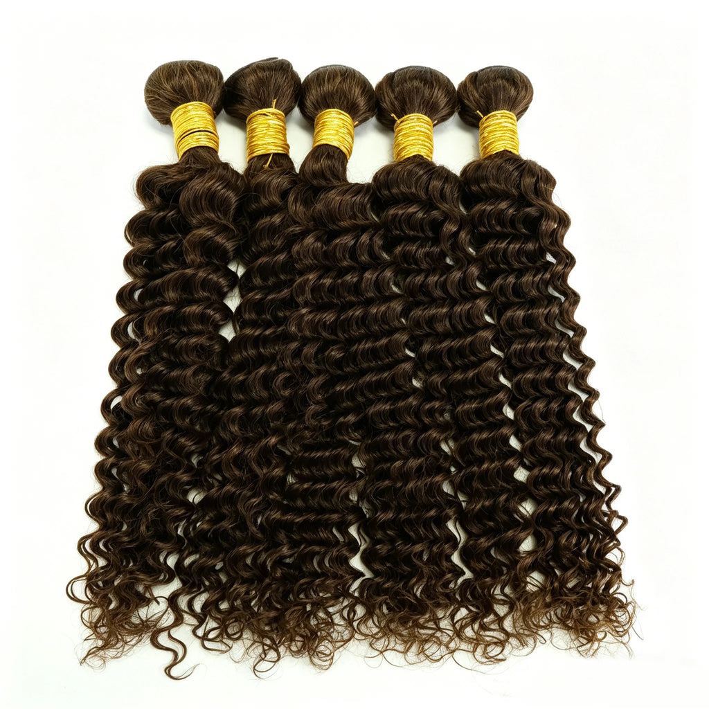30 32 Inch #4 Dark Brown Curly Hair Bundles Deep Wave Human Hair Remy Hair Bundle Deals For Extensions Chocolate Brown Bundles