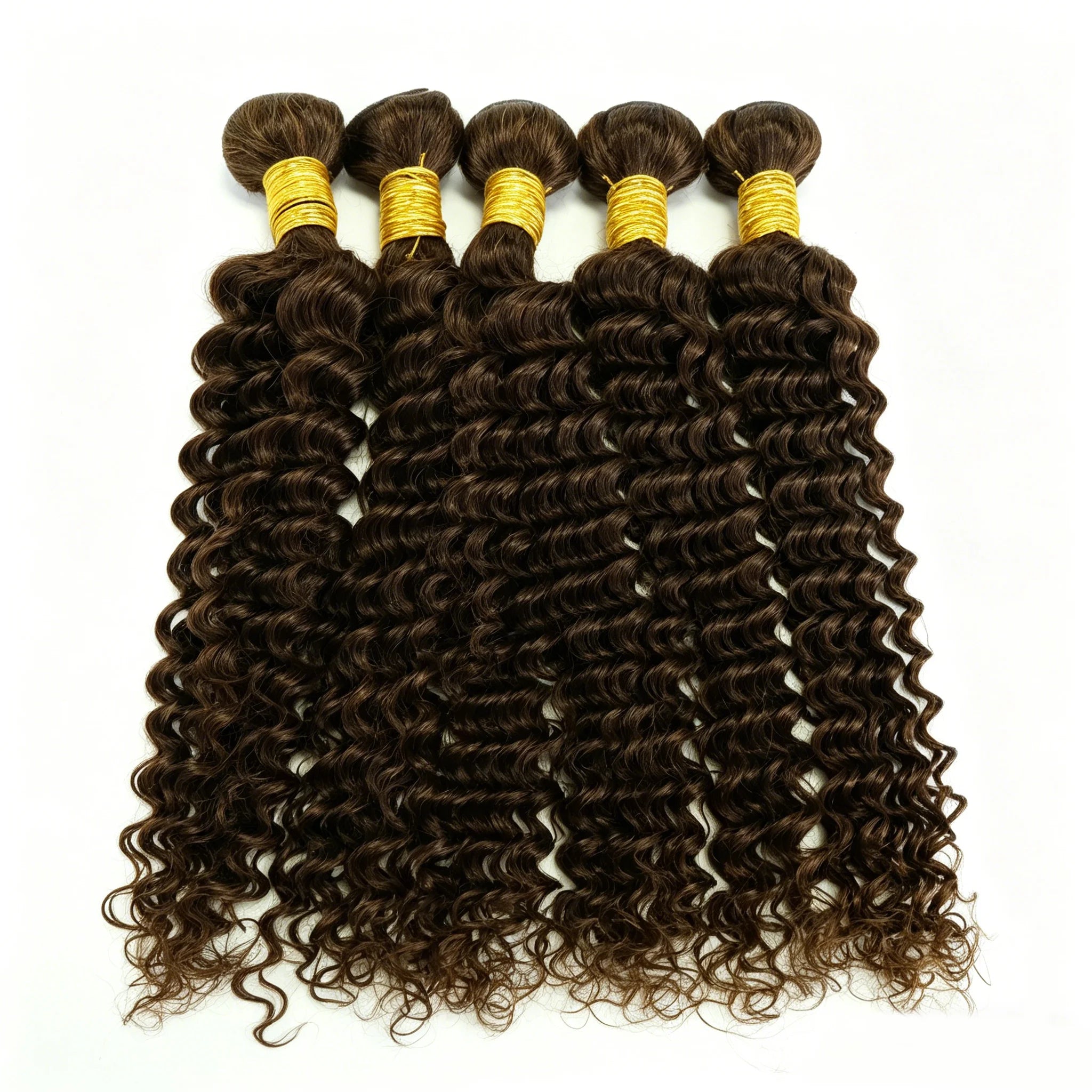 30 32 Inch #4 Dark Brown Curly Hair Bundles Deep Wave Human Hair Remy Hair Bundle Deals For Extensions Chocolate Brown Bundles
