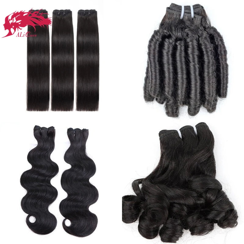 Ali Queen Double Drawn Hair Bundles Spring Curl Human Hair Bundles Virgin Hair Weave For Women Indian 100% Human Hair Extensions