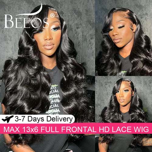 #1 Jet Black Body Wave Human Hair Wigs 13X6 HD Lace Full Frontal Wigs Ultra Fitted Human Hair 100% Quick Weave Wig Colored Wigs