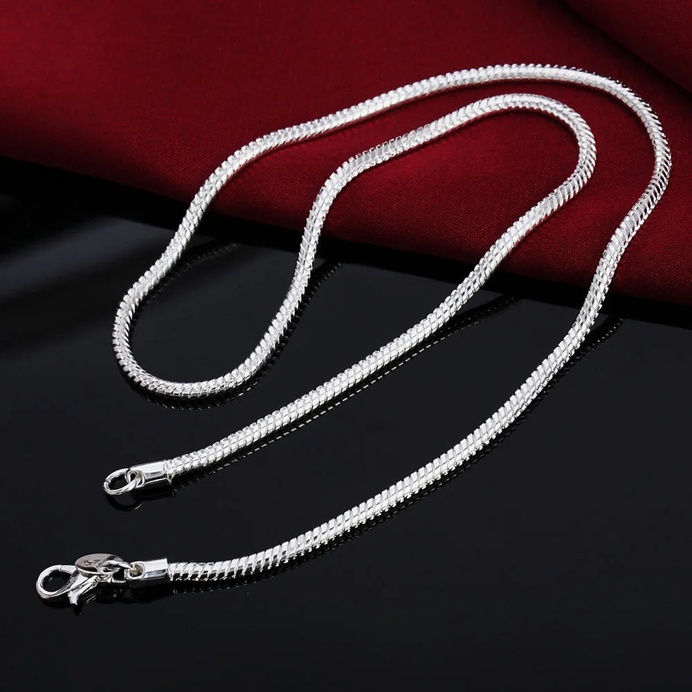 45-60cm 925 Silver 1MM/2MM/3MM solid Snake Chain Necklace For Men Women Fashion Jewelry for pendant