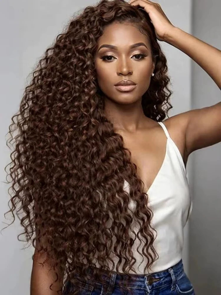 14A Brazilian Virgin Feather Crochet Hair #4  Brown Balayage Loose Deep Wave Micro Knotless Crochet Real Human Hair Extensions