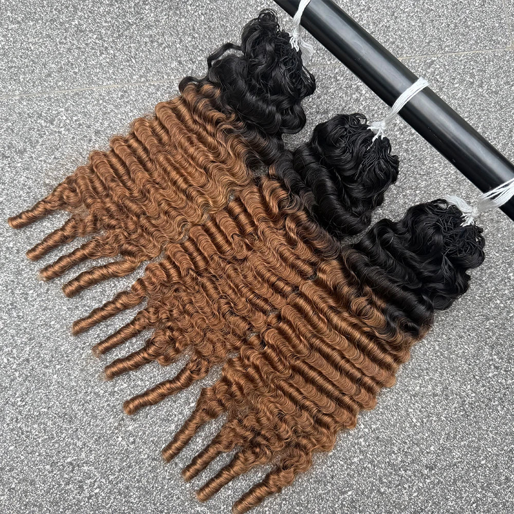 Miracle Knots Kinky Curly Crochet Human Hair TB30#Medium Brown 100% Unprocessed Cuticle Aligned Virgin Hair Feather Weft Crochet Hair Extensions Low Shedding Tangle Free Natural Kinky Curl Can Be Dyed Bleach Reusable Handmade Braiding Hair For Black Women