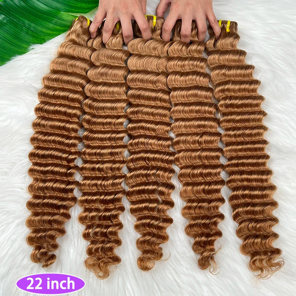 Deep Wave #30 Color Human Hair Bundles Double Weft 20-24 Inch Vietnamese Hair Weave Extensions 100% Raw Virgin Hair For Women