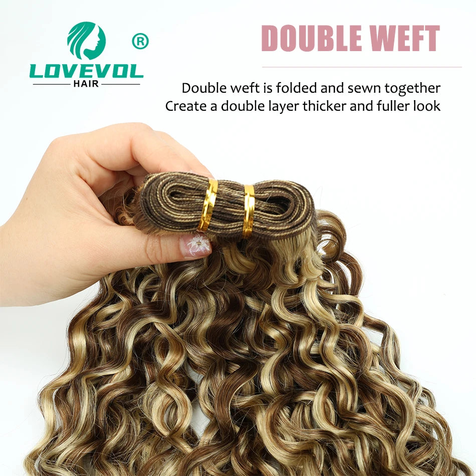 Lovevol Water Wave Human Hair Bundle Highlight P6/613 Brazilian Human Hair Extensions Curly Hair Weave Bundles 100G