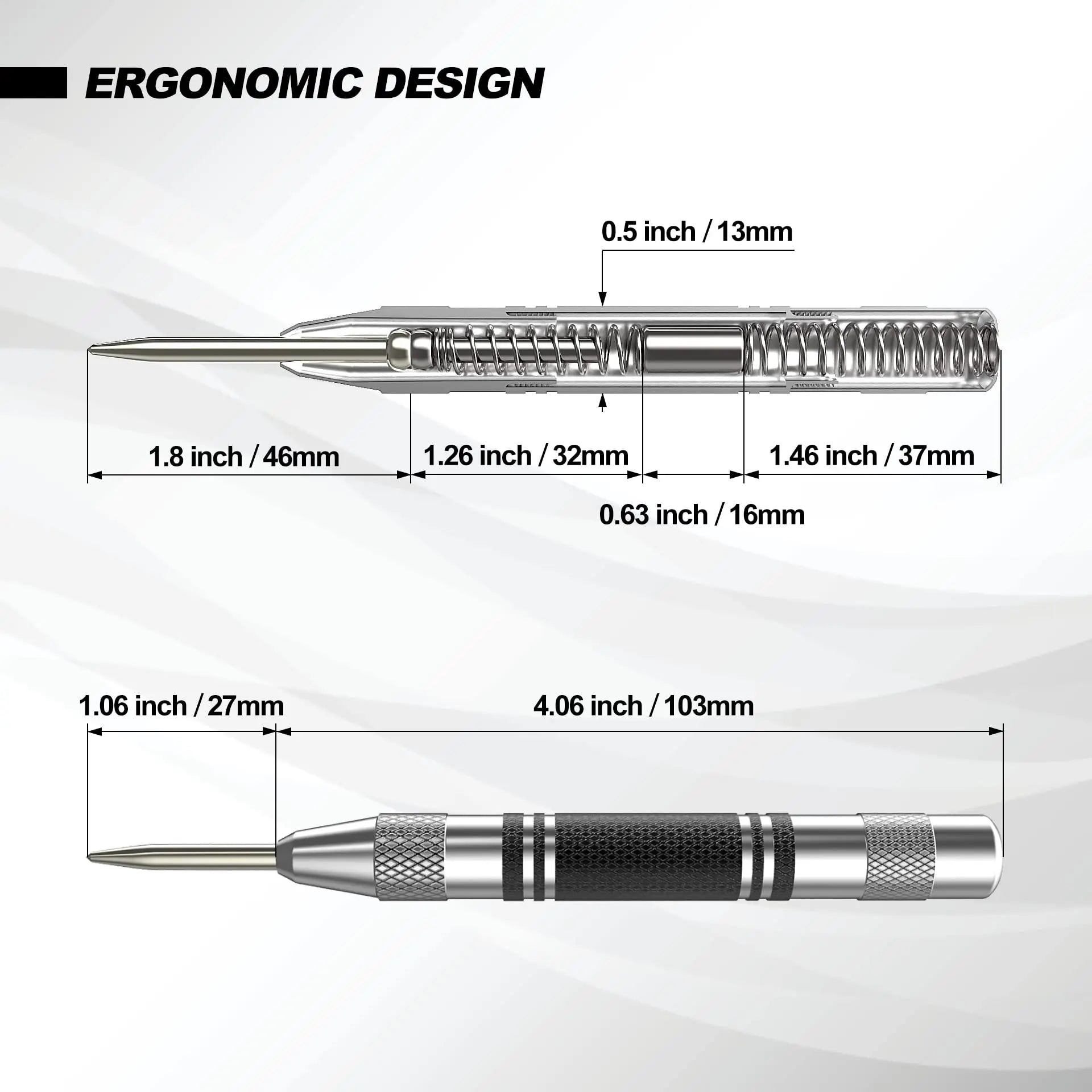 Automatic Center Punch Kerner Woodworking Metal Puncher Steel Hole Self Pin Mark Spring Loaded Dent Marker Hand Tool Carpenter