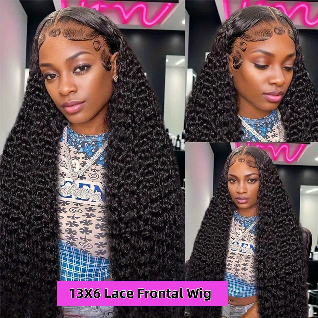 Deep Wigs Human Hair For Woman Burmese Curly Deep Wave Human Hair Wig 13x6 HD Lace Human Hair Wig on Clearance Sale